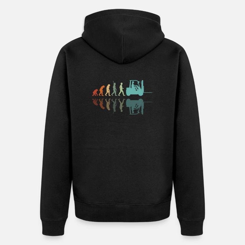 Evolution Gabelstapler - Unisex Premium Bio Zip Hoodie - Schwarz