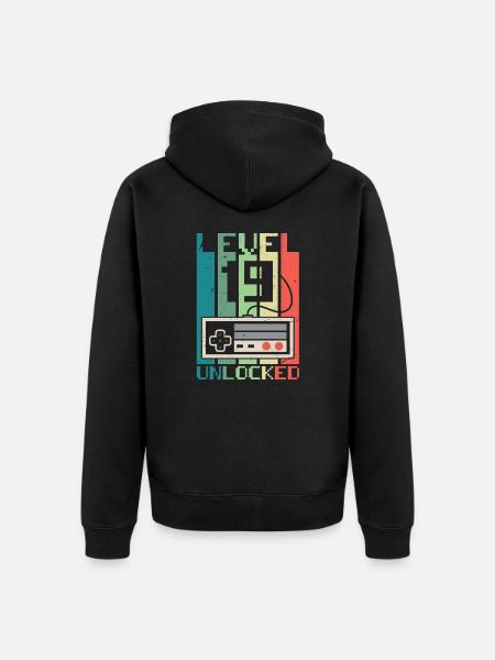 Level 19 freigeschaltet - Unisex Premium Bio Zip Hoodie - Schwarz