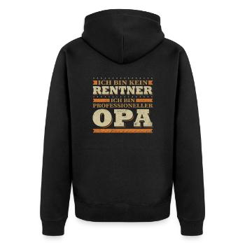 Ich Bin Kein Rentner Ich Bin Professioneller Opa - Unisex Premium Bio Zip Hoodie - Schwarz - Hinten - Nico (187cm)