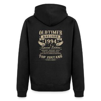 Oldtimer Baujahr 1994 Jahrgang Geburtstag Geschenk - Unisex Premium Bio Zip Hoodie - Schwarz - Hinten - Nico (187cm)