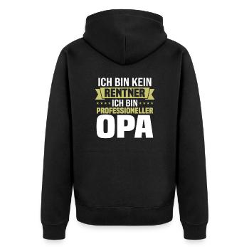 Ich Bin Kein Rentner Ich Bin Professioneller Opa - Unisex Premium Bio Zip Hoodie - Schwarz - Hinten - Nico (187cm)