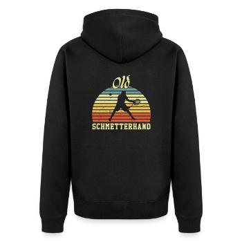 Tennis Retro Old Schmetterhand - Unisex Premium Bio Zip Hoodie - Schwarz - Hinten - Nico (187cm)