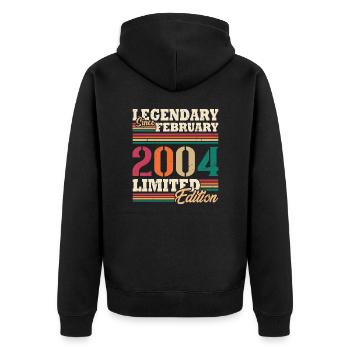 Vintage 2004 Février Vintage Anniversaire Rétro - Veste à capuche bio Premium Unisexe - noir - Dos - Nico (187cm)