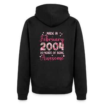 Février 2004 Cadeau Anniversaire 20 Ans Pour Femme - Veste à capuche bio Premium Unisexe - noir - Dos - Nico (187cm)