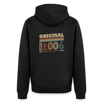 Original Since 2006 Vintage Gift Birthday - Unisex Premium Organic Zip Hoodie - black - Back - Nico (187cm)