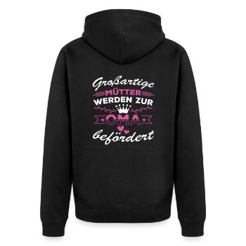 Großartige Mütter werden zur Oma befördert - Unisex Premium Bio Zip Hoodie - Schwarz - Hinten - Nico (187cm)