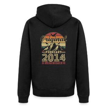 Original February 2014 Vintage Anniversary 2014 - Unisex Premium Organic Zip Hoodie - black - Back - Nico (187cm)
