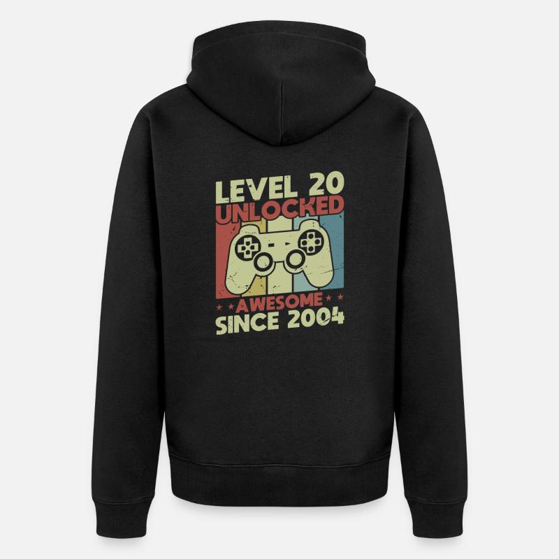 Level 20 freigeschaltet - Unisex Premium Bio Zip Hoodie - Schwarz