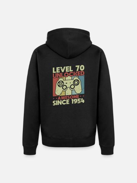 Level 70 Unlocked - Unisex Premium Organic Zip Hoodie - black