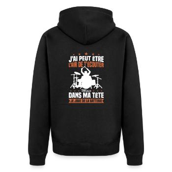 In my head I'm playing drums - Unisex Premium Organic Zip Hoodie - black - Back - Nico (187cm)