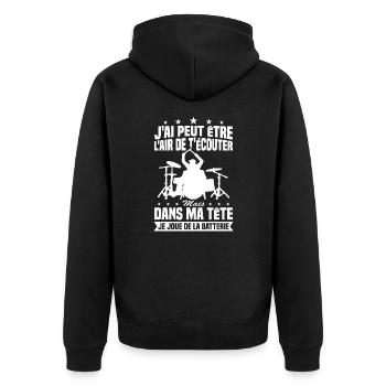 In my head I'm playing drums - Unisex Premium Organic Zip Hoodie - black - Back - Nico (187cm)