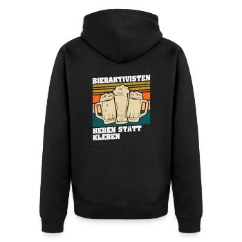 Activistes de la bière : soulever au lieu de coller - Veste à capuche bio Premium Unisexe - noir - Dos - Nico (187cm)
