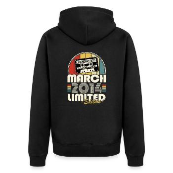 Mars 2014 Vintage Rétro Cadeau Anniversaire - Veste à capuche bio Premium Unisexe - noir - Dos - Nico (187cm)