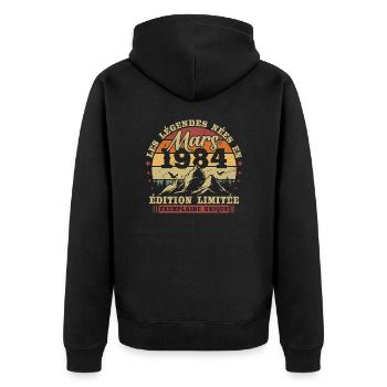 Vintage March 1984 Retro Birthday Gift - Unisex Premium Organic Zip Hoodie - black - Back - Nico (187cm)