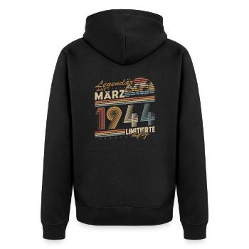 Legendary Since March 1944 Gift Birthday - Unisex Premium Organic Zip Hoodie - black - Back - Nico (187cm)