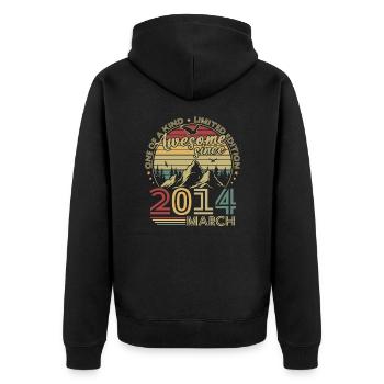 Vintage Mars 2014 Rétro Cadeau Anniversaire - Veste à capuche bio Premium Unisexe - noir - Dos - Nico (187cm)