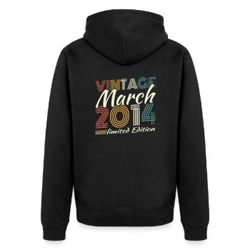 Mars 2014 Vintage Rétro Cadeau D'anniversaire - Veste à capuche bio Premium Unisexe - noir - Dos - Nico (187cm)