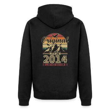 Original March 2014 Vintage Anniversary 2014 - Unisex Premium Organic Zip Hoodie - black - Back - Nico (187cm)