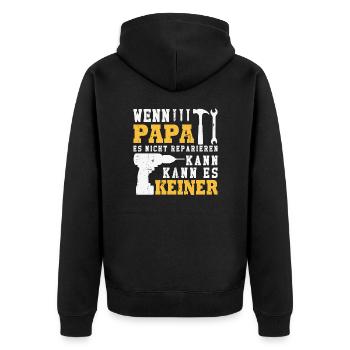Wenn Papa es nicht reparieren kann kann es keiner - Unisex Premium Bio Zip Hoodie - Schwarz - Hinten - Nico (187cm)