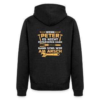 If Peter can't fix it - Unisex Premium Organic Zip Hoodie - black - Back - Nico (187cm)