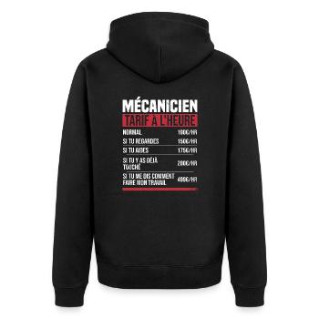 Mechaniker Stundensatz Humor Geschenkidee - Unisex Premium Bio Zip Hoodie - Schwarz - Hinten - Nico (187cm)