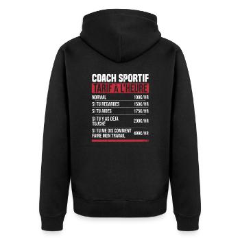 Personal Trainer Stundensatz Humor Geschenkidee - Unisex Premium Bio Zip Hoodie - Schwarz - Hinten - Nico (187cm)