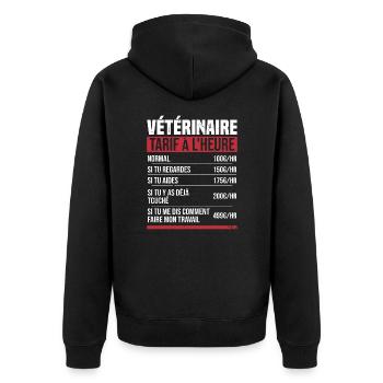 Tierarzt Stundensatz Humor Geschenkidee - Unisex Premium Bio Zip Hoodie - Schwarz - Hinten - Nico (187cm)