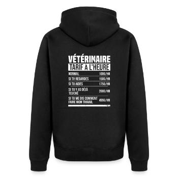 Tierarzt Stundensatz Humor Geschenkidee - Unisex Premium Bio Zip Hoodie - Schwarz - Hinten - Nico (187cm)