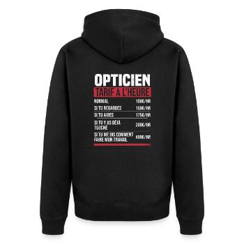 Optiker Stundensatz Geschenkidee Humor - Unisex Premium Bio Zip Hoodie - Schwarz - Hinten - Nico (187cm)