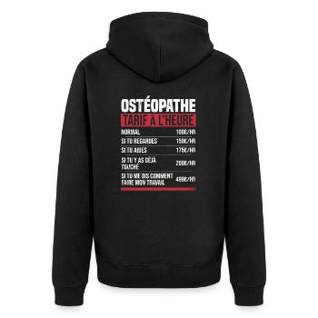 Osteopath hourly rate gift idea humor - Unisex Premium Organic Zip Hoodie - black - Back - Nico (187cm)