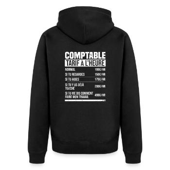 Buchhalter Stundensatz Humor Geschenkidee - Unisex Premium Bio Zip Hoodie - Schwarz - Hinten - Nico (187cm)