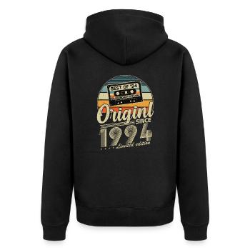 Original depuis 1994 cadeau d’anniversaire Vintage - Veste à capuche bio Premium Unisexe - noir - Dos - Nico (187cm)