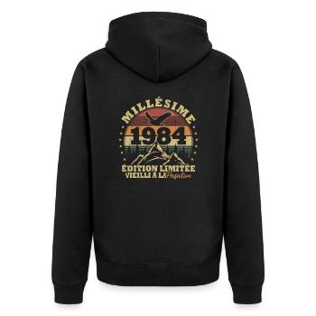 Vintage 1984 aged to perfection - Unisex Premium Organic Zip Hoodie - black - Back - Nico (187cm)