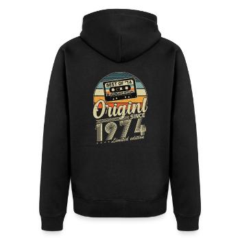 Original depuis 1974 Vintage cadeau d’anniversaire - Veste à capuche bio Premium Unisexe - noir - Dos - Nico (187cm)