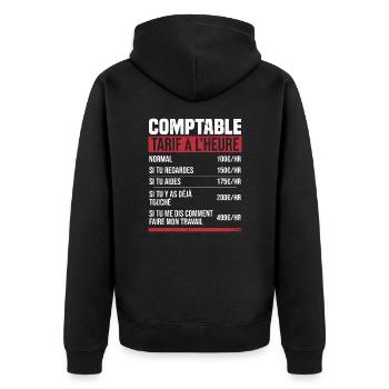 Buchhalter Stundensatz Humor Geschenkidee - Unisex Premium Bio Zip Hoodie - Schwarz - Hinten - Nico (187cm)