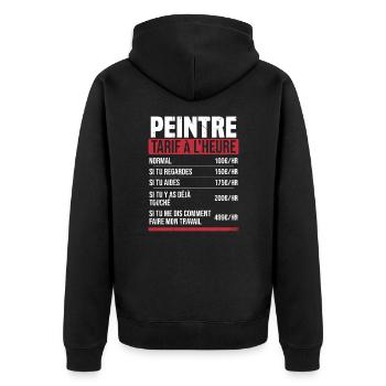 Maler Stundensatz Humor Geschenkidee - Unisex Premium Bio Zip Hoodie - Schwarz - Hinten - Nico (187cm)