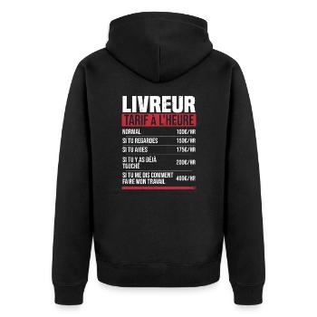 Lieferbote Stundensatz Humor Geschenkidee - Unisex Premium Bio Zip Hoodie - Schwarz - Hinten - Nico (187cm)