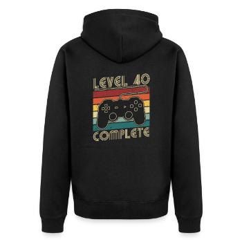 Niveau 40 Complet Cadeau d’anniversaire 40 ans - Veste à capuche bio Premium Unisexe - noir - Dos - Nico (187cm)