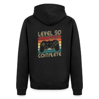 Niveau 50 Cadeau d’anniversaire complet pour les 50 ans - Veste à capuche bio Premium Unisexe - noir - Dos - Nico (187cm)