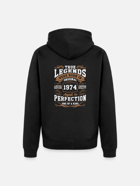 Legends Born in 1974 - Unisex Premium Organic Zip Hoodie - black
