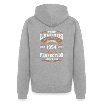 Legenden Geboren 1954 - Unisex Premium Bio Zip Hoodie - Grau meliert - Hinten - Nico (187cm)