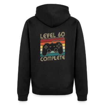 Level 60 Complete 60 Years Birthday Gift - Unisex Premium Organic Zip Hoodie - black - Back - Nico (187cm)