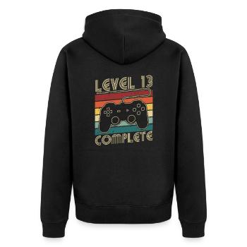 Level 13 Complete 13 Years Birthday Gift - Unisex Premium Organic Zip Hoodie - black - Back - Nico (187cm)