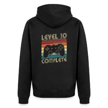 Level 10 Complete 10 Year Birthday Gift - Unisex Premium Organic Zip Hoodie - black - Back - Nico (187cm)