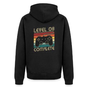 Level 8 Complete 8 Jahre Geburtstags Geschenk - Unisex Premium Bio Zip Hoodie - Schwarz - Hinten - Nico (187cm)