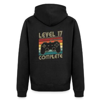 Level 17 Complete 17 Years Birthday Gift - Unisex Premium Organic Zip Hoodie - black - Back - Nico (187cm)