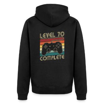 Level 70 Complete 70 years birthday gift - Unisex Premium Organic Zip Hoodie - black - Back - Nico (187cm)