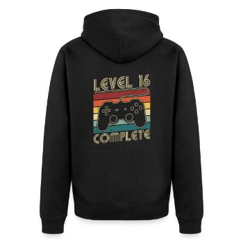 Level 16 Complete 16 Jahre Geburtstags Geschenk - Unisex Premium Bio Zip Hoodie - Schwarz - Hinten - Nico (187cm)