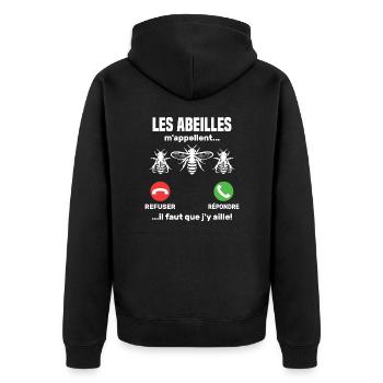 Bees call me... - Unisex Premium Organic Zip Hoodie - black - Back - Nico (187cm)