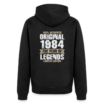 Legende 1984 Original Jahrgang Geburtstagsgeschenk - Unisex Premium Bio Zip Hoodie - Schwarz - Hinten - Nico (187cm)